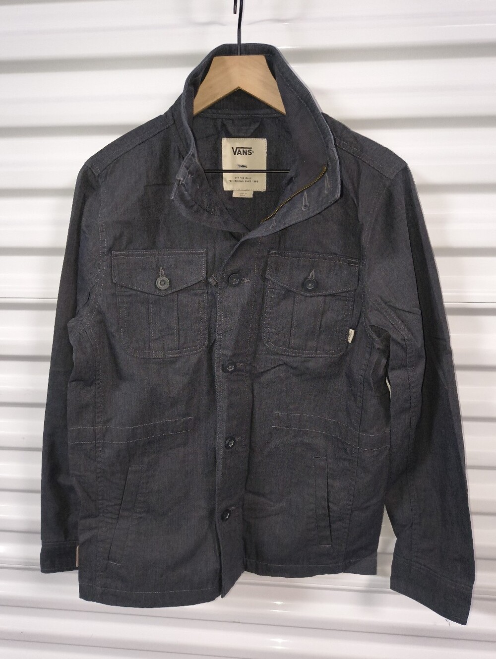 Vans Bomber Patch Logo Pockets Casual Outdoor Skating Men's Gray Jacket XL